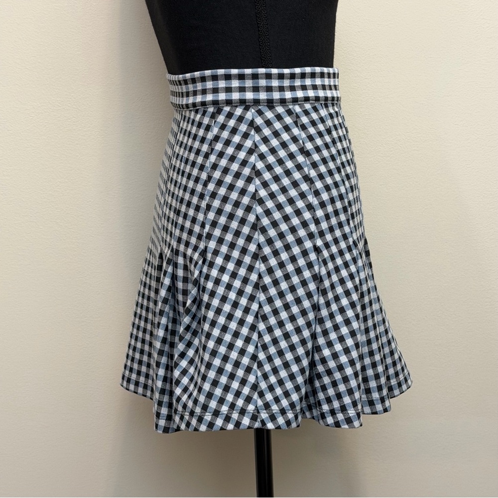 Free People Honey Pleated Mini Skirt Women 0 Black Blue Gingham Schoolgirl Skate - Picture 4 of 9